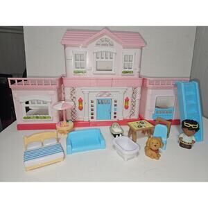 Member's Mark Girl's House Playset Pink House Furniture Plays IT'S A SMALL WORLD